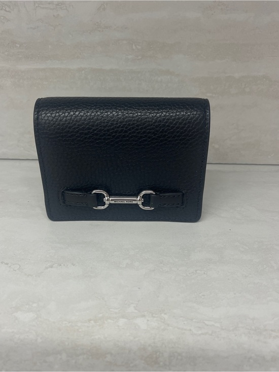Michael Kors Handbags - Michael Kors Carson Small Flap Wallet Black Pebbled Leather